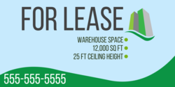 Green Swirl Horizon Phone Number With Black For Lease on Sky Blue Banner