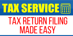 Blue Yellow and Red Tax Return Filing Made Easy Banner