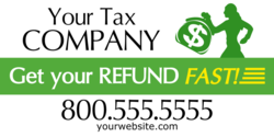 Green Person Running With Money Bag Silhouette Get Your Refund Fast Tax Banner
