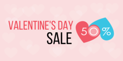 Red and Blue Inverted Hearts Valentines Day Sale Banner
