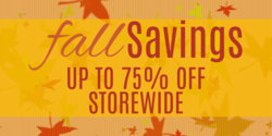 Fall Savings % Off Banner Over Autumn Leaves Background Design