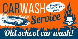 Old School Hand Car Wash Banner