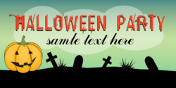 Pumpkin In Graveyard Halloween Party Banner