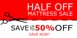Mattress Half Off Sale Banner