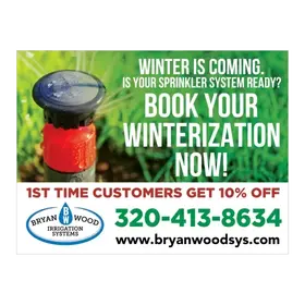 sprinkler winterization yard signs